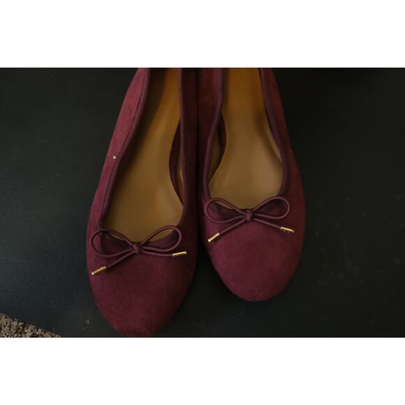 Nordstrom Burgundy London Ballet Flats Dainty Bow Kitten Flat Women's 6 - Picture 3 of 5